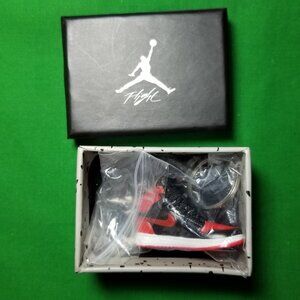 Air Jordan 1 Bred Black/Red 3D Key Chain Nike Collectable Mini Shoe New With Box